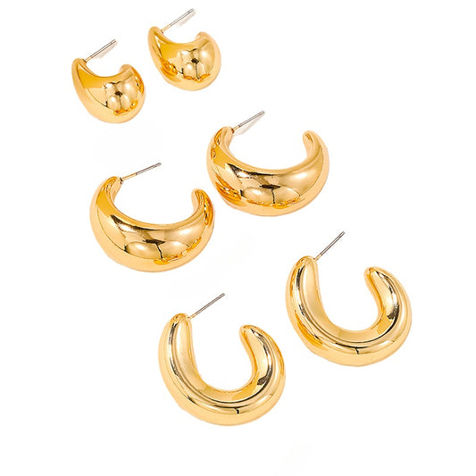 Bamboo Earrings Set with Three-Dimensional Design and Luxurious CCB Embellishments