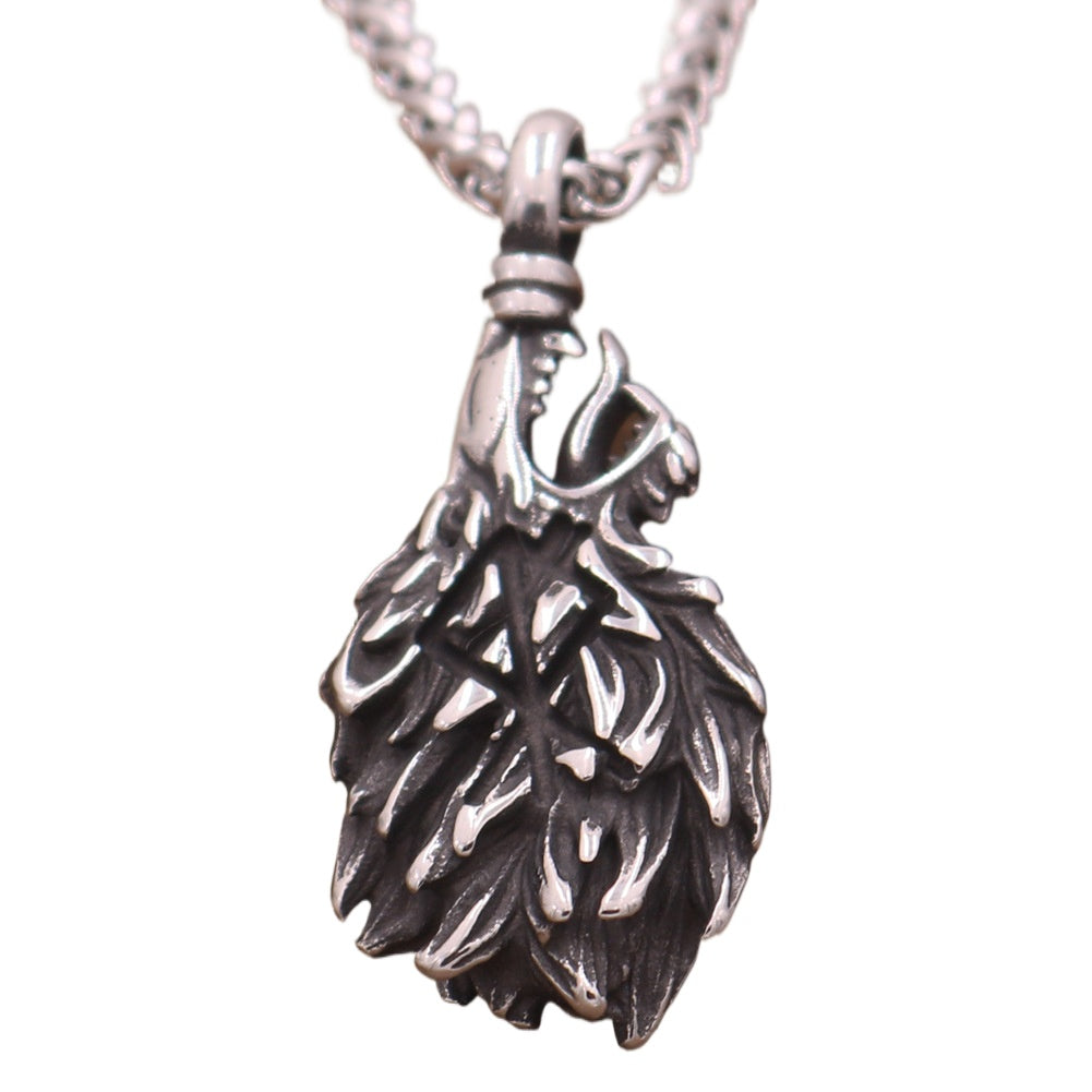 Wolf Head Pendant: Stainless Steel Nordic Mythology Necklace for Men