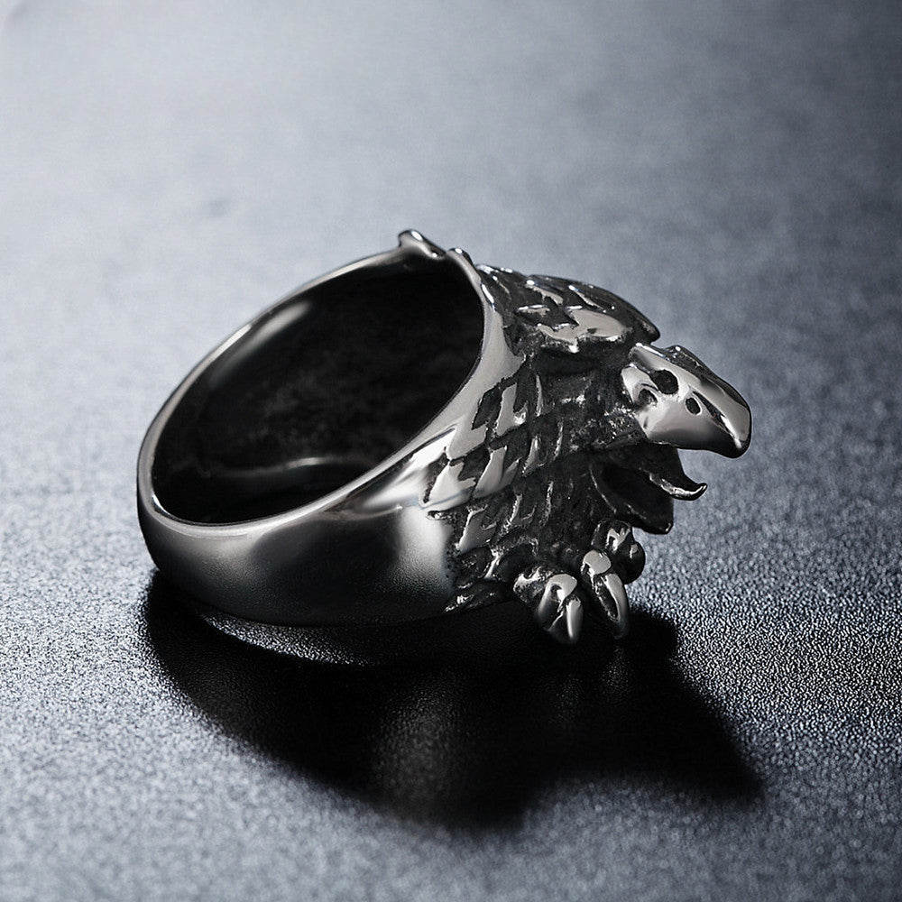 Personalized Retro Eagle Titanium Steel Ring for Men