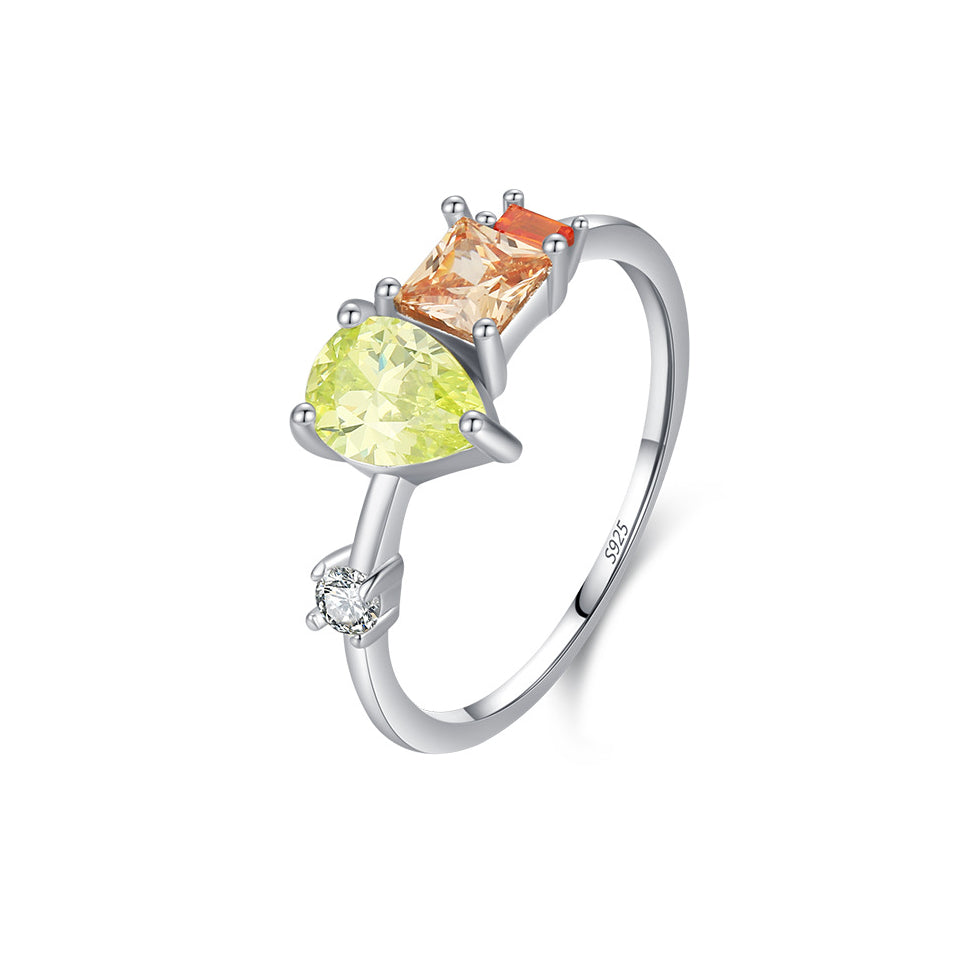 Original: Summer New S925 Sterling Silver Irregular Colored Zircon Ring Female Original Design Fashion Personality Ins Ring
Alternate: Sterling Silver Irregular Colored Zircon Ring with Original Female Fashion Design