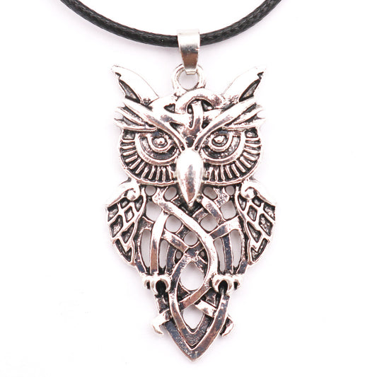 Vintage Owl Metal Necklace - Men's European & American Jewelry Piece