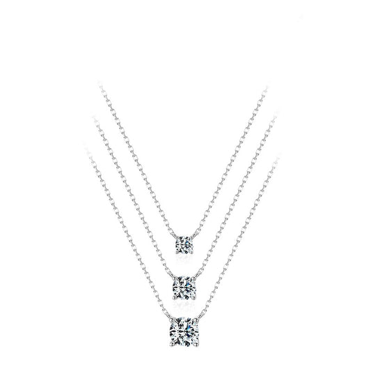 Sterling Silver Sparkling Zircon Necklace with Cross Chain