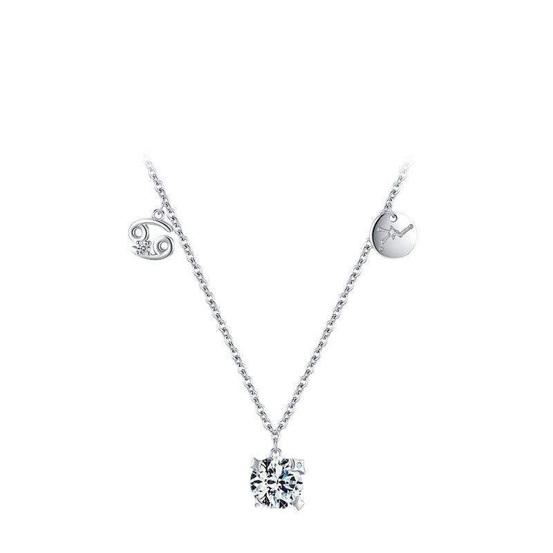 Sterling Silver Zodiac Necklace with Zircon Detail