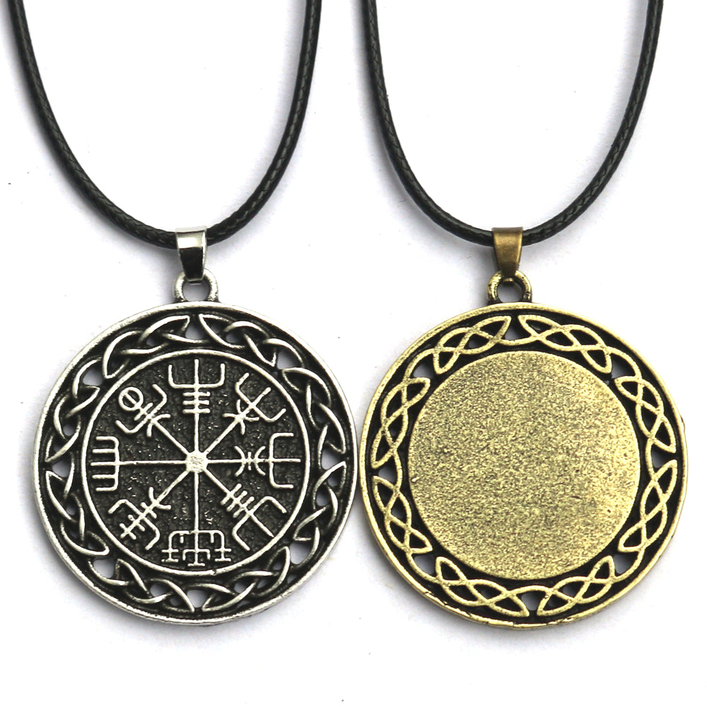 Viking Compass Metal Pendant Necklace for Men - Norse Legacy Design