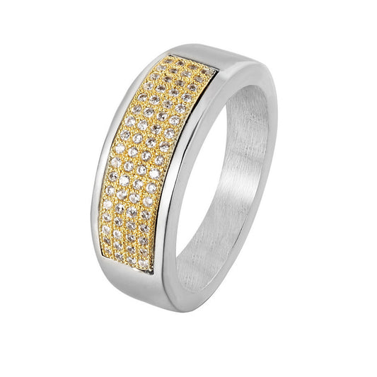 Elegant Zircon Titanium Steel Ring for Wholesale Jewelry Trading