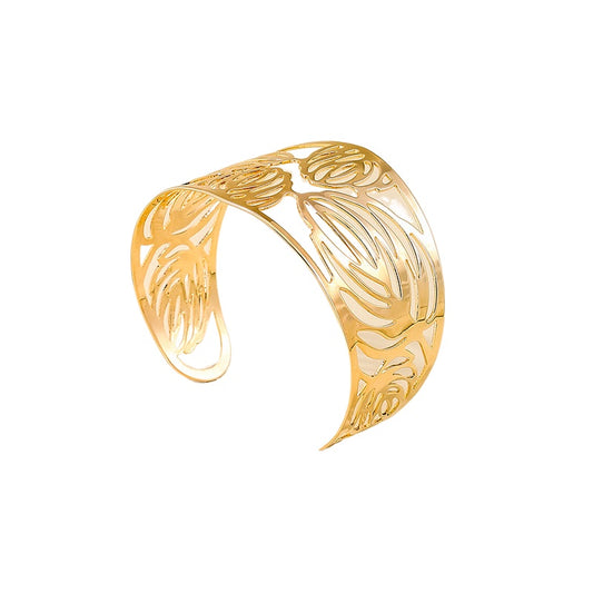 Retro Palace Style Hollow Leaves Open Bracelet - Vienna Verve Collection