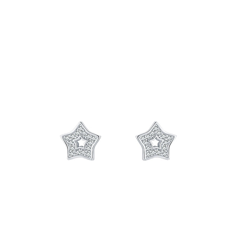 Starry Sterling Silver Earrings with Zircon Gems