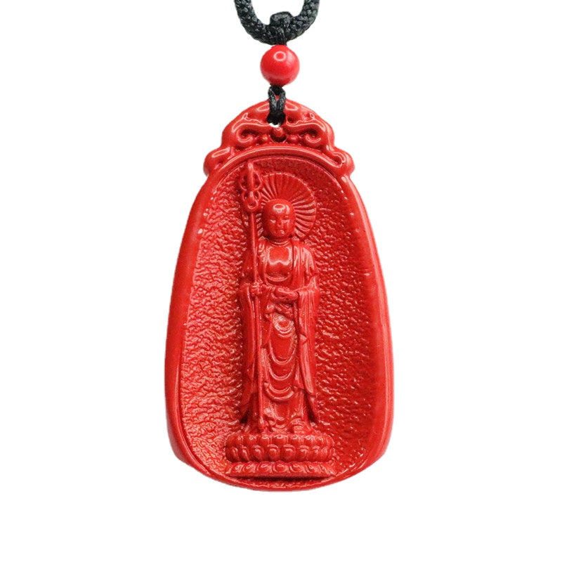 Red Cinnabar Stone Retro Pendant from the Planderful Collection