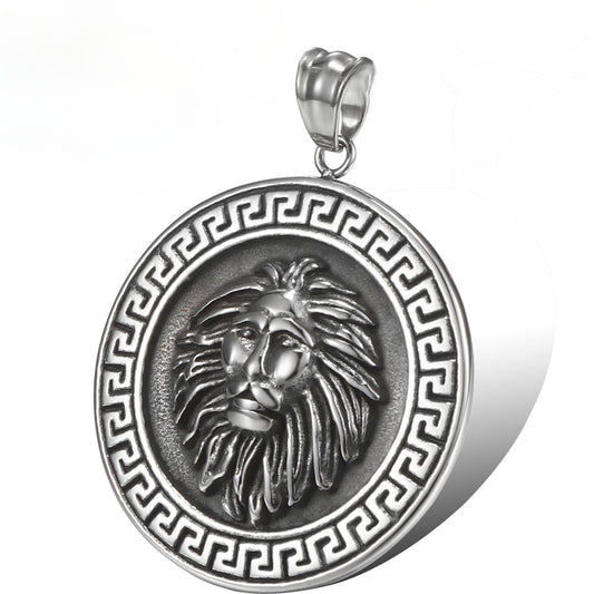 Titanium Steel Lion Head Pendant for Men - Retro European and American Design Jewelry