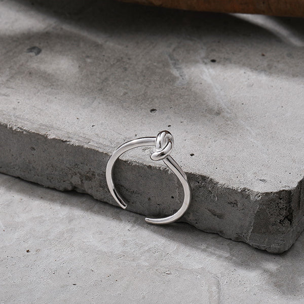 Minimalist Style Knotted Opening Sterling Silver Ring