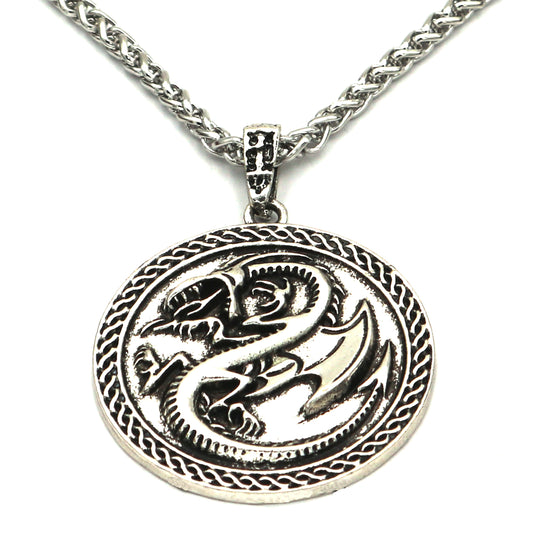 Viking Rune Necklace with Nordic Faucet Amulet Pendant - Men's Wholesale Metal Jewelry