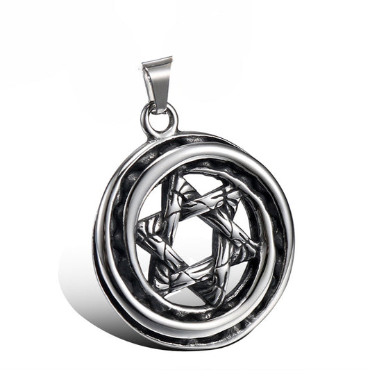 Personalized Retro Men's Hexagram Titanium Steel Pendant Jewelry