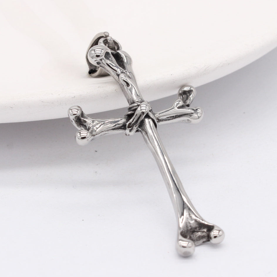 Vintage Bone Cross Titanium Steel Pendant for Men