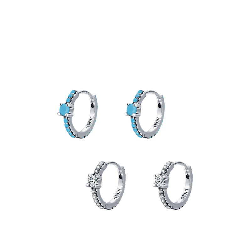 Retro Style Turquoise Earrings in Sterling Silver for Women - Trendy Fashion Jewelry