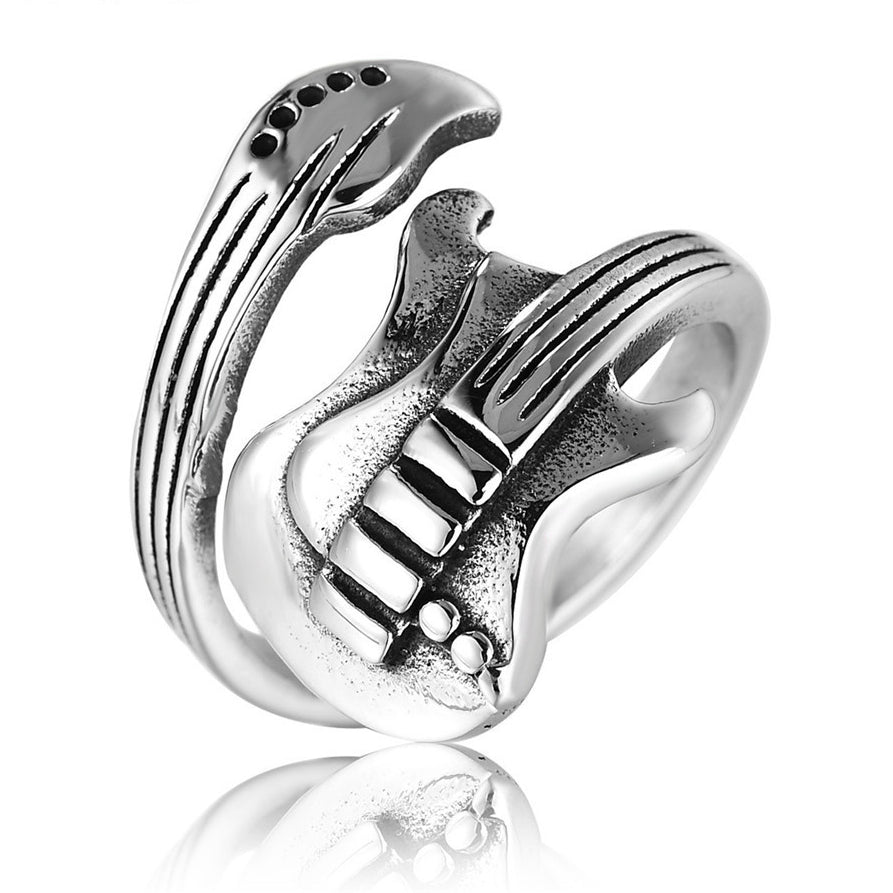 Vintage Guitar Men's Titanium Steel Ring