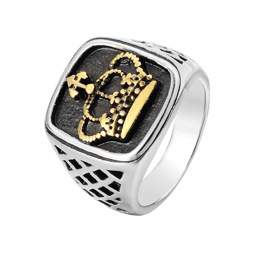 Personalized Retro Crown Men's Titanium Steel Ring