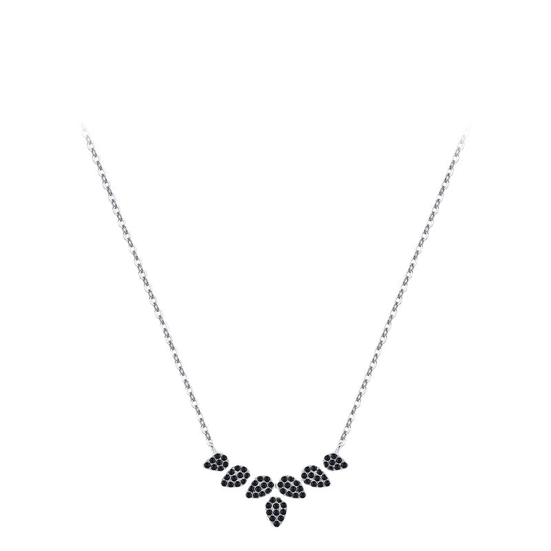 Trendy Leaf Cross Sterling Silver Necklace with Zircon Gem