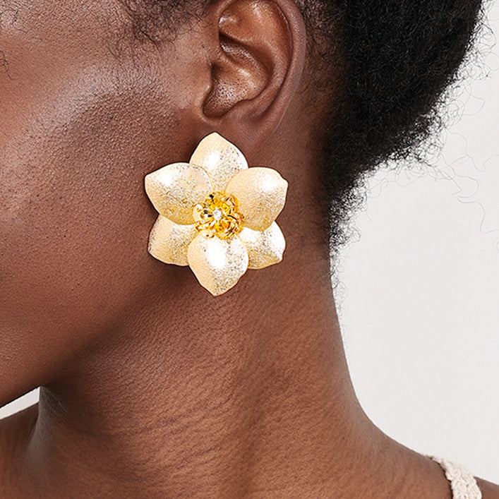 Extravagant French Floral Earrings with Hip-Hop Vibes