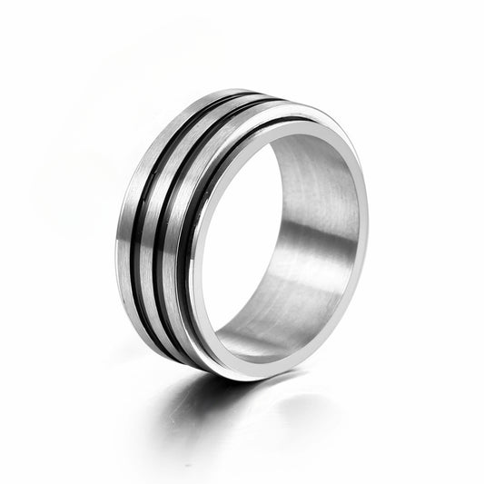 Contemporary Titanium Steel Rotating Ring for Men - Personalized Punk Fashion Jewelry