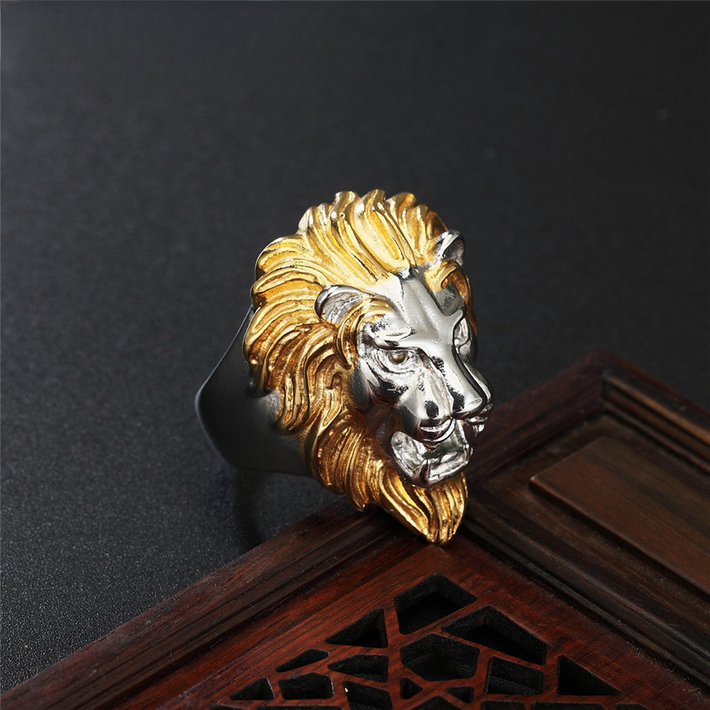 Lion Head Titanium Steel Ring for Men