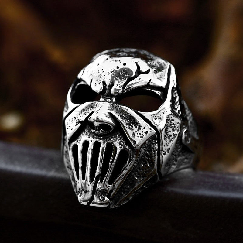 Titanium Steel Skull Mask Ring for Men - Retro Ghost Head Jewelry, Wholesale Available