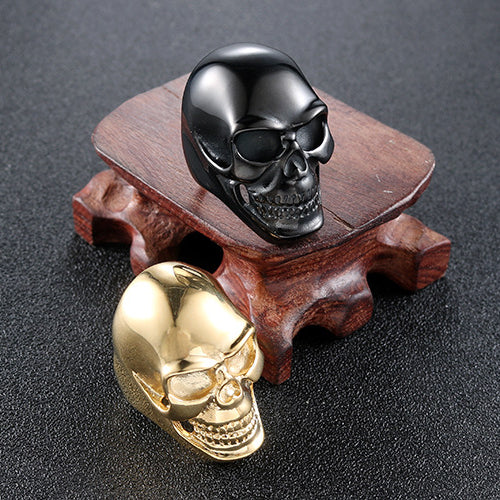 Bold Gothic Totem Skull Ring for Men - Retro Punk Black Ghost Head Jewelry HZ182