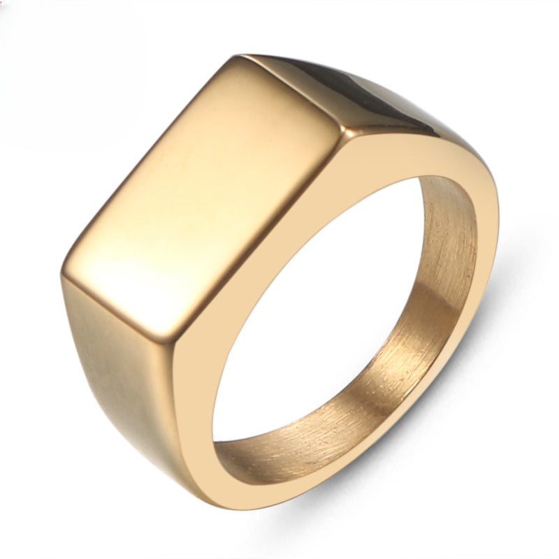 Stylish Rectangular Stainless Steel Ring for Men - European and American Inspired Fashion