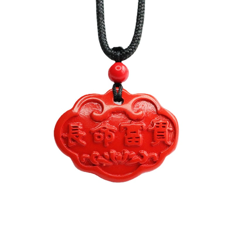 Vermilion Sand Pendant for Prosperity and Longevity