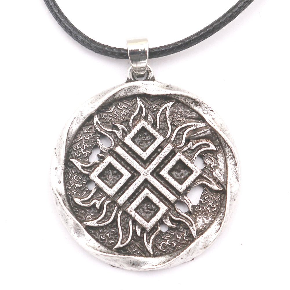 Viking Rune Metal Necklace with Cross Pendant - Norse Legacy Collection