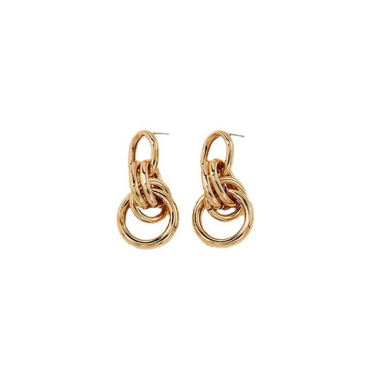 Chic Metal Circle Earrings with Multi Ring Design - Vienna Verve Collection