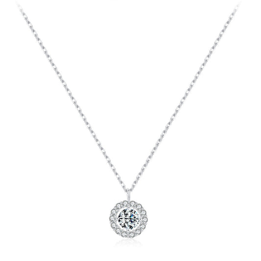 Everyday Genie Sterling Silver Zircon Necklace with Elegant Pendant