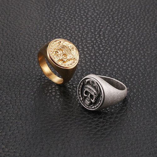 Personalized Retro Titanium Steel Skull Ring for Men - Korean Fashion Warlord Design