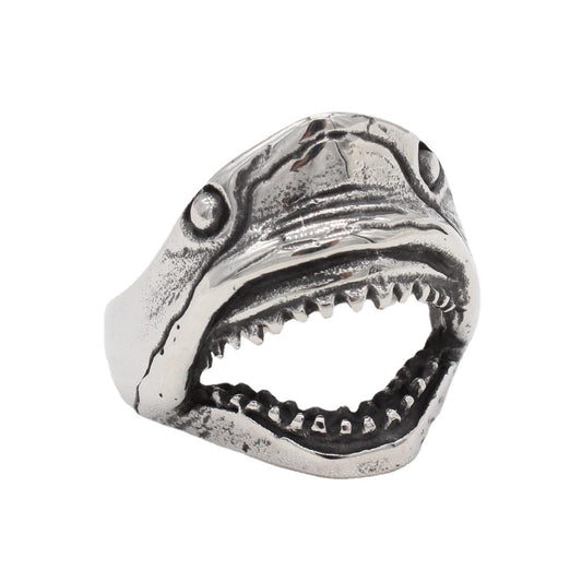 Open Mouthed Shark Titanium Steel Ring for Men