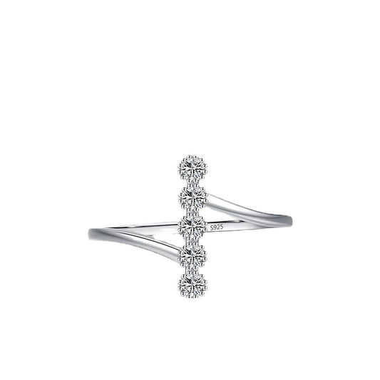 Stylish Sterling Silver Zircon Ring for Women with Unique Irregular Design - Popular in Europe and America