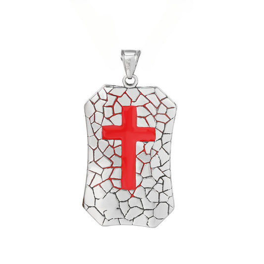 Red Cross Military Tag Titanium Steel Pendant for Men