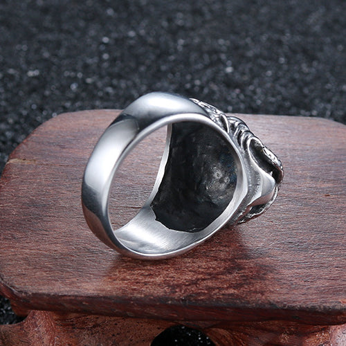 Retro Punk Titanium Steel Bulldog Ring for Men - European and American Style