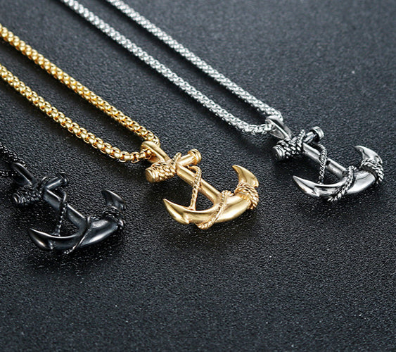 Personalized Retro Stainless Steel Pirate Anchor Pendant for Men and Women in European and American Fashion