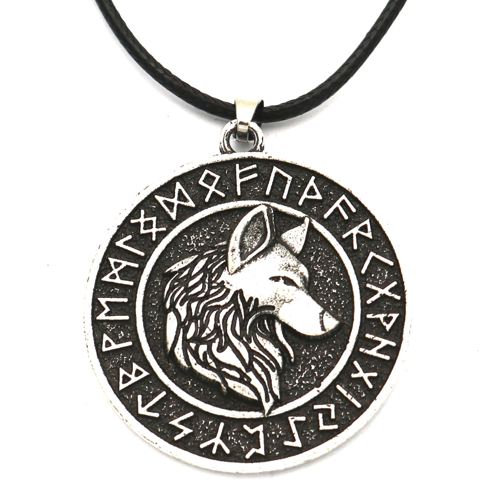 European and American Exclusive: Viking Wolf Head Rune Necklace - Premium Metal Men's Pendant