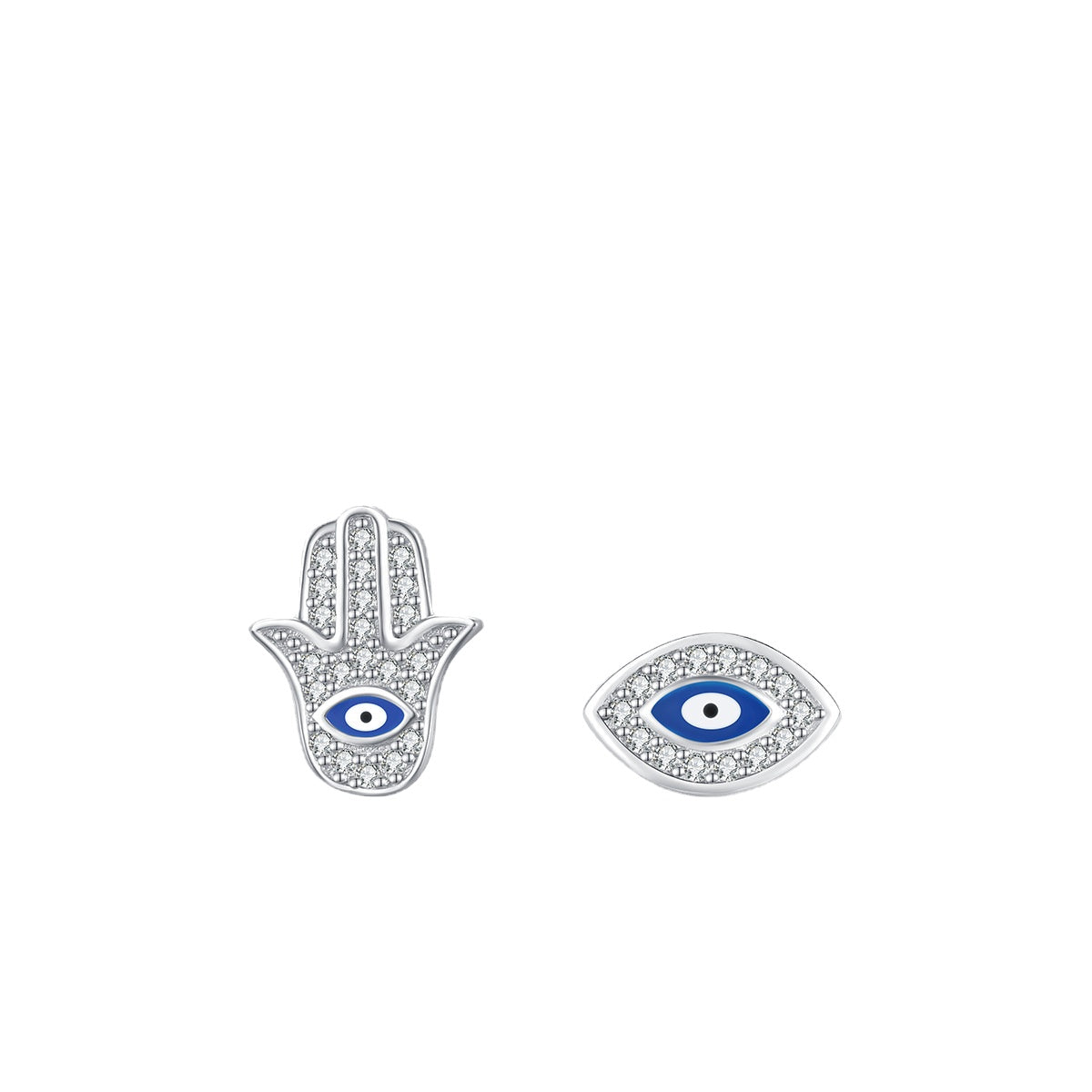 Luxurious S925 Sterling Silver Devil's Eye Earrings with Micro-Inlay Fatima's Hand