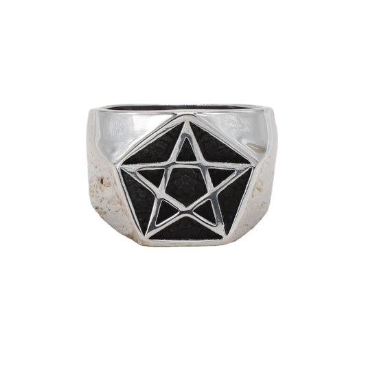 Retro Punk Five Pointed Star Titanium Steel Men's Ring