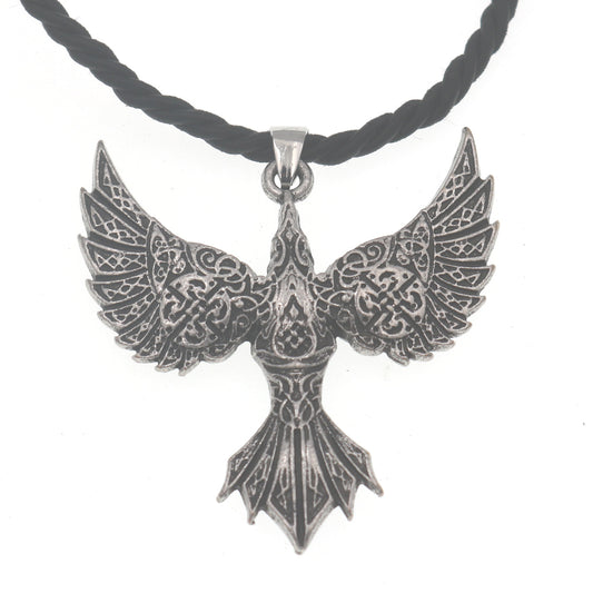 Gothic Viking Crow Pendant Men's Blackbird Tag Necklace - Norse Legacy Collection