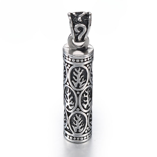 Retro Hip Hop Titanium Steel Fish Bone Pendant for Men - Personalized Stainless Steel Perfume Bottle Design