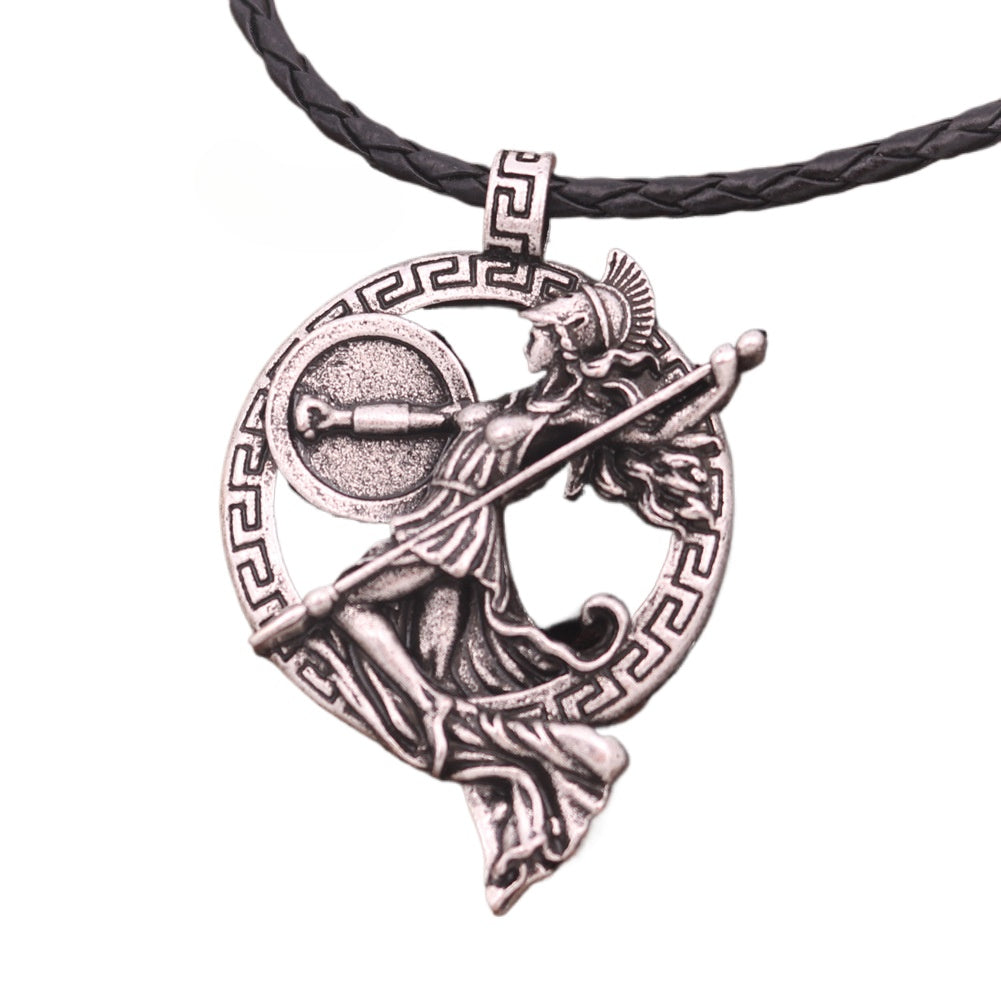 Warrior Goddess Minerva Alloy Pendant Necklace for Men