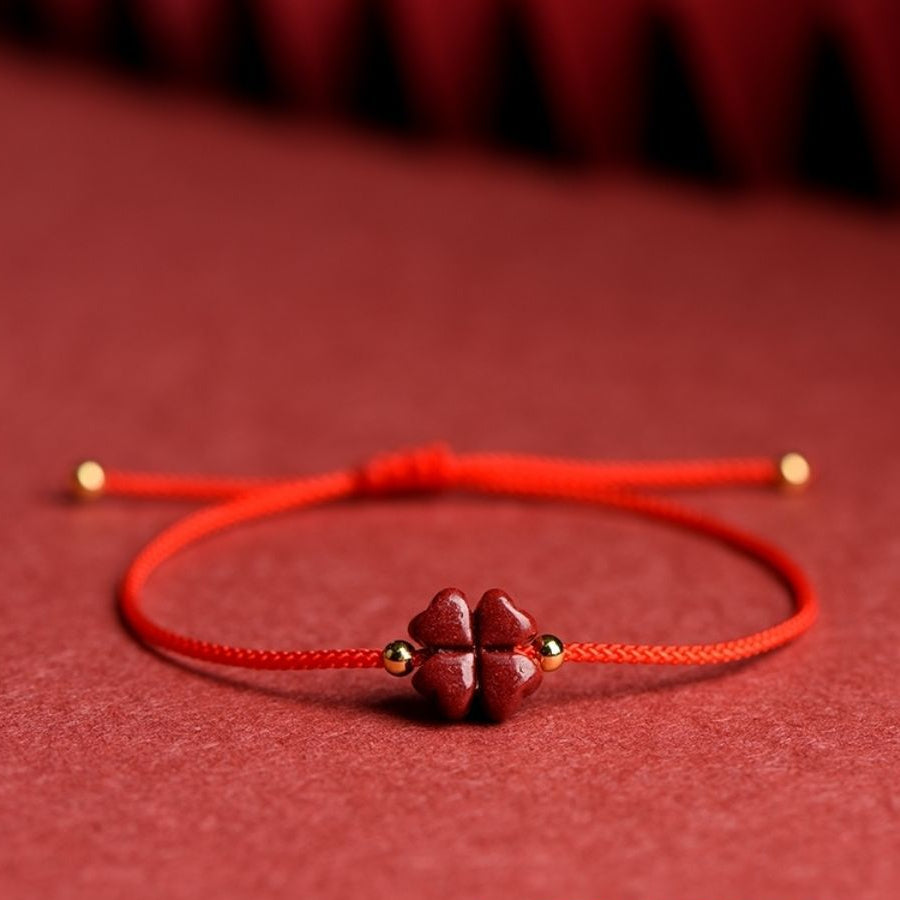 Lucky Charms Sterling Silver Bracelet with Cinnabar Stone