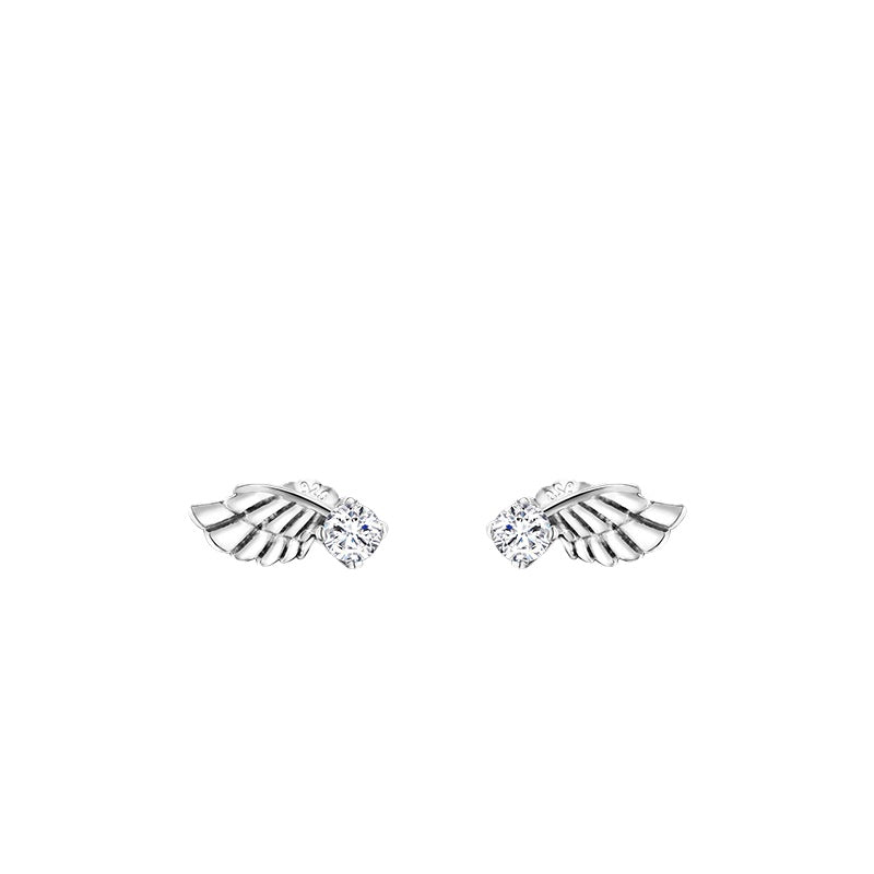 Sterling Silver Angel Wings Zircon Earrings with Celebrity Style