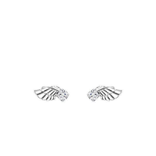 Sterling Silver Angel Wings Zircon Earrings with Celebrity Style