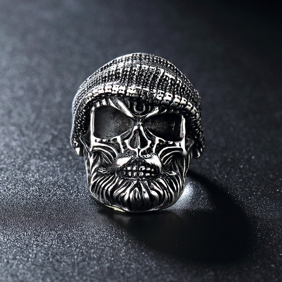 Halloween Hat Skull Titanium Steel Ring for Men