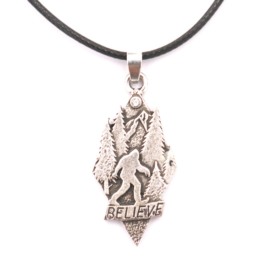 Nordic Sasquatch Mountain Pine Metal Necklace for Men - Planderful Norse Legacy