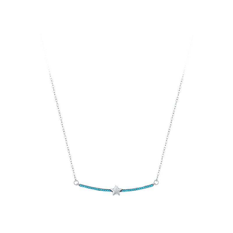 Simple Turquoise Star Pendant Necklace in 925 Sterling Silver