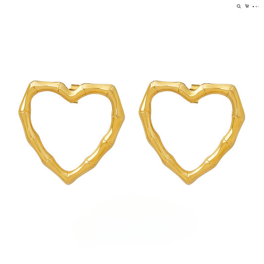 Golden Love Handmade Earrings with Titanium Steel Studs